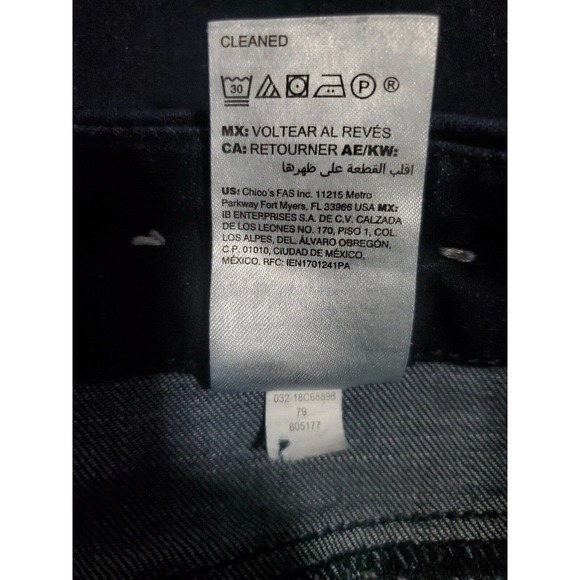 Chico's Women's Pants Size 12 Blue Dark Wash Skinny Ankle Button Zip Closure - Picture 8 of 11